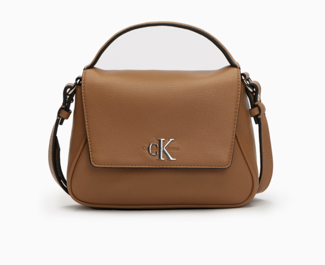 Calvin Klein Sculpted Monogram Top Handle Shoulder Bag in Natural