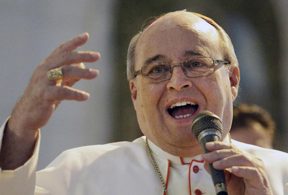 FILE - In this Nov. 10, 2011 file photo, Cuba's Cardinal Jaime Ortega celebrates a Mass, in Havana. Cuba's Roman Catholic Church said Friday, July 26, 2019, the former archbishop of Havana who helped organize the first papal visit to communist Cuba has died. Ortega was 83. (AP Photo/Javier Galeano, File)