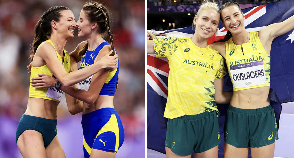 Nicola Olyslagers, Eleanor Patterson and Yaroslava Mahuchikh at the Olympics.