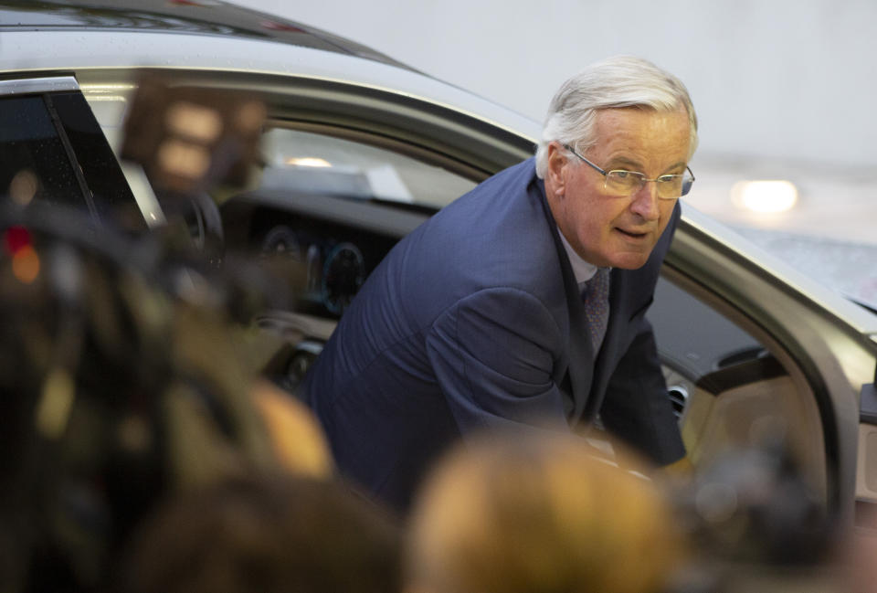 European Union chief Brexit negotiator Michel Barnier arrives for a meeting of EU General Affairs ministers, Article 50, at the European Convention Center in Luxembourg, Tuesday, Oct. 15, 2019. European Union chief Brexit negotiator Michel Barnier is in Luxembourg on Tuesday to brief ministers on the state of play for Brexit. (AP Photo/Virginia Mayo)