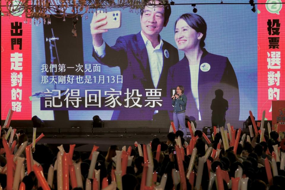 民進黨副總統候選人蕭美琴出席2024人蔘好彩投應援之夜。廖瑞祥攝