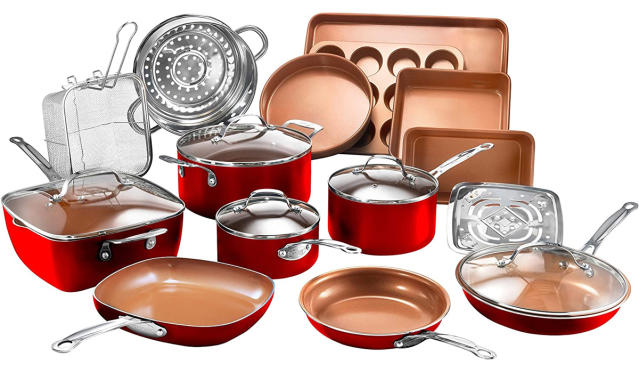 Gotham Steel Pots and Pans Set 20 Piece Cookware Set with Nonstick Ceramic Copper Coating