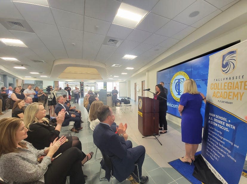 Tallahassee Community College holds a press conference Thursday, Feb. 23, 2023 to name the college's new charter high school opening in August.
