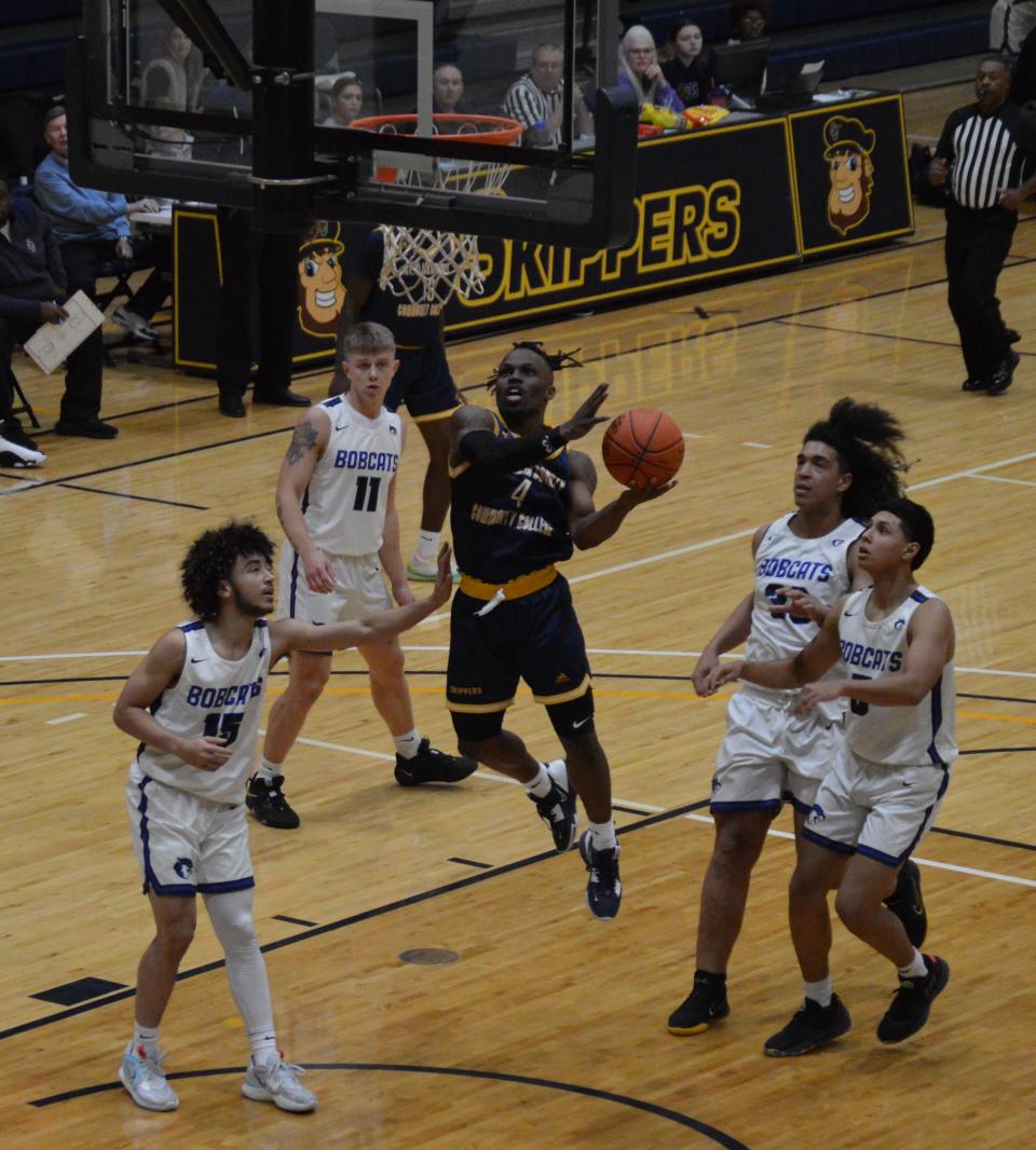 St. Clair County Community College's Jakylen Thomas goes for a layup during a game earlier this season. He's averaging a team-high 17.8 points per game.