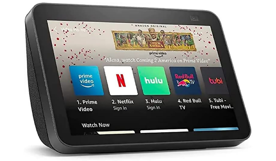 She&#39;ll get step-by-step recipe instructions on this Echo Show 8 smart display. (Photo: Amazon)