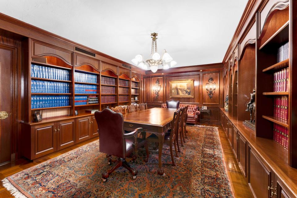 a library in the most expensive home currently for sale in Florida, 18 La Gorce Circle in Miami Beach