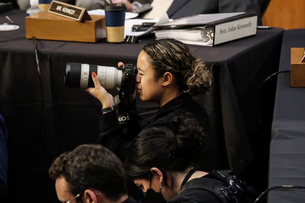 Photojournalist Sarabeth Maney works during Jackson's confirmation hearings on Capitol Hill. (Photo: Michael A. McCoy)