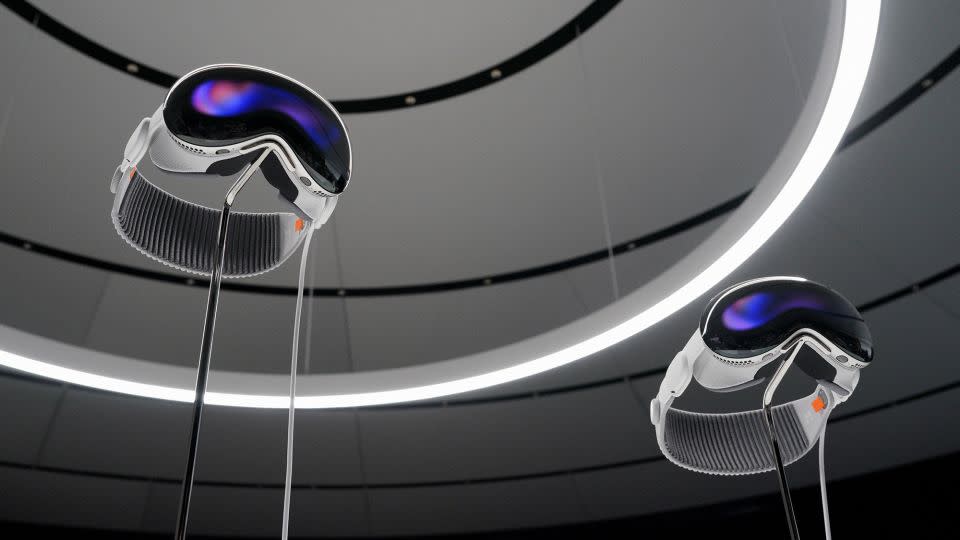 Apple's Vision Pro headsets are on display at Apple's annual Worldwide Developers Conference at the company's headquarters in Cupertino, California, U.S. June 5, 2023. - Loren Elliott/Reuters