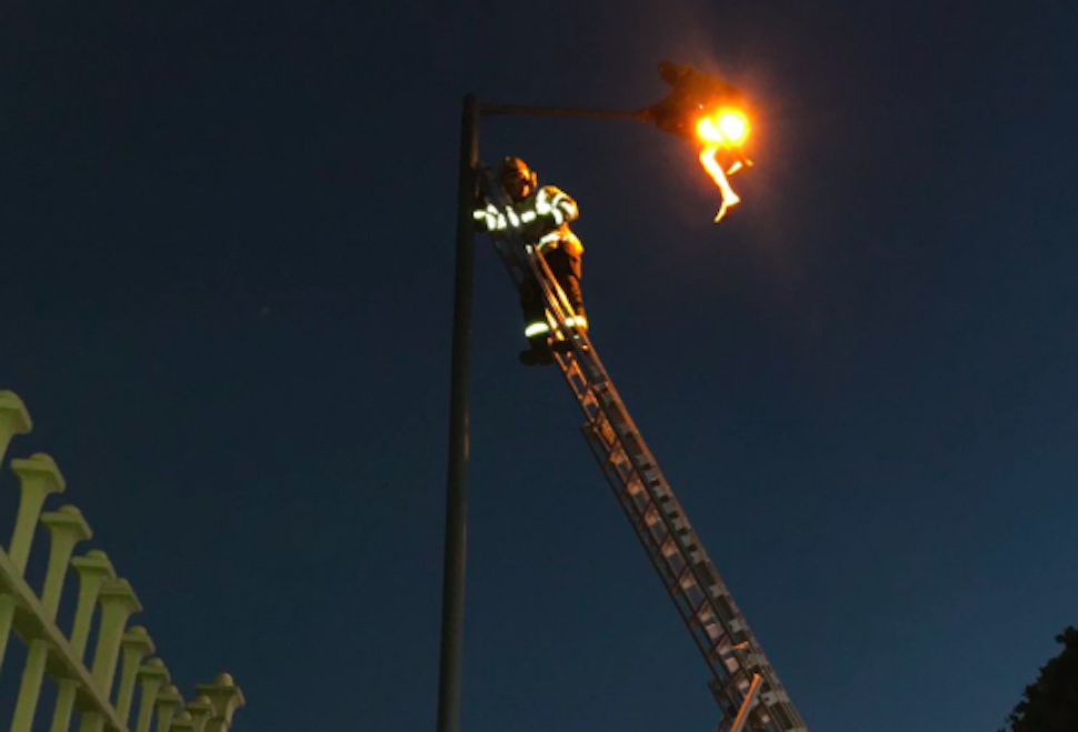 Firefighters rescued the man from a lamppost (Picture: Handsworth Fire Station)