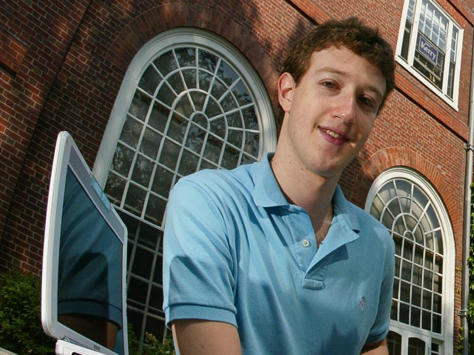 Mark Zuckerberg pictured on the harvard university campus in 2004