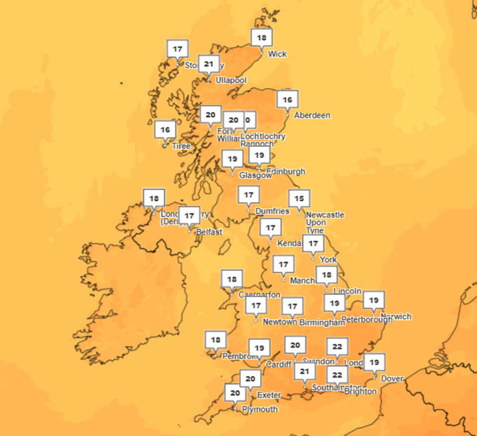 Warm and dry weather will prevail on Wednesday (Met Office)