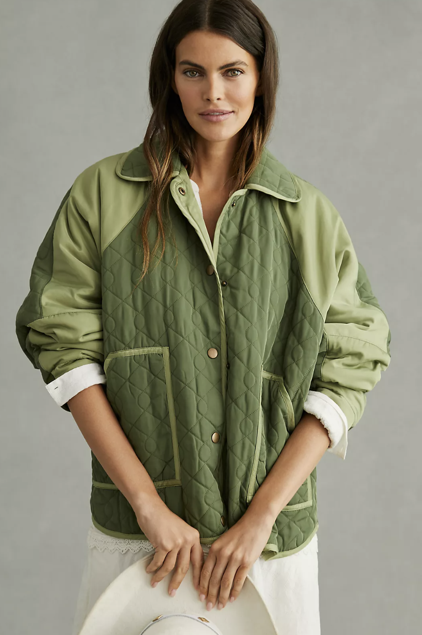 Pilcro Quilted Jacket in green (photo via Anthropologie)