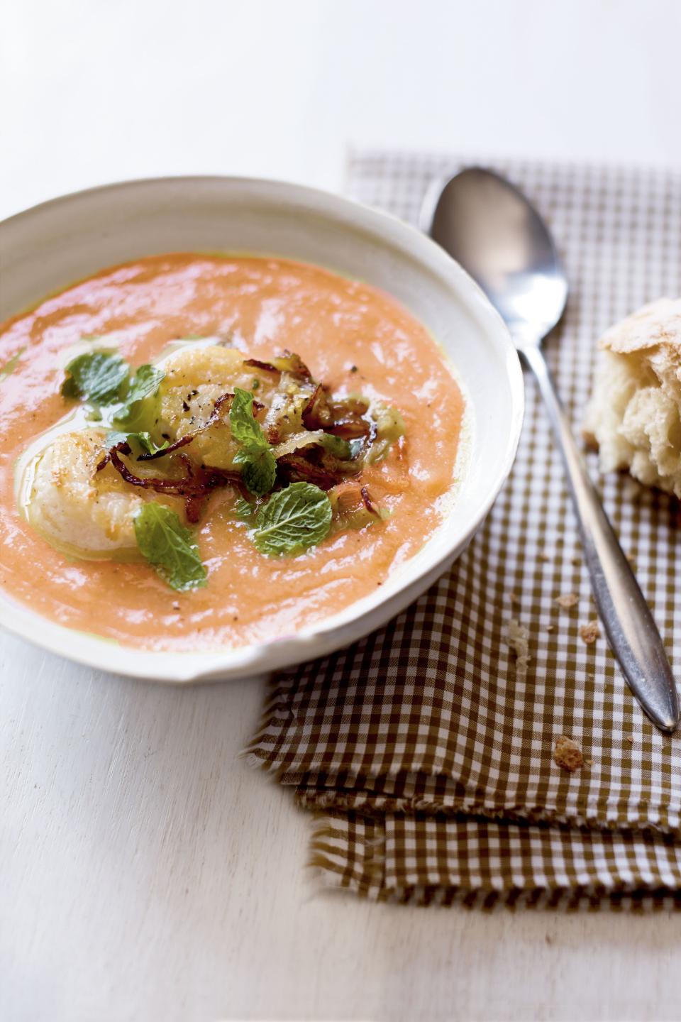 Curry Citrus Cauliflower Soup with Seared Scallops and Crispy Shallots