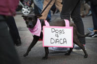 <p>People rally downtown for the Second Annual Womens March on Jan. 20, 2018 in Chicago, Ill. (Photo: Scott Olson/Getty Images) </p>