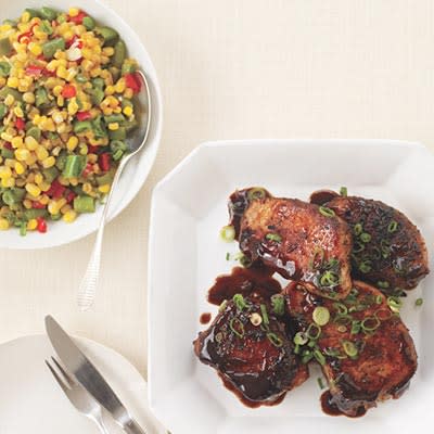 Asian-Style Barbecue Pork Chops and Succotash