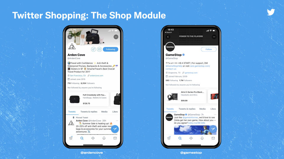 Image: Shop Module, Twitter's new pilot shopping tool (Twitter)