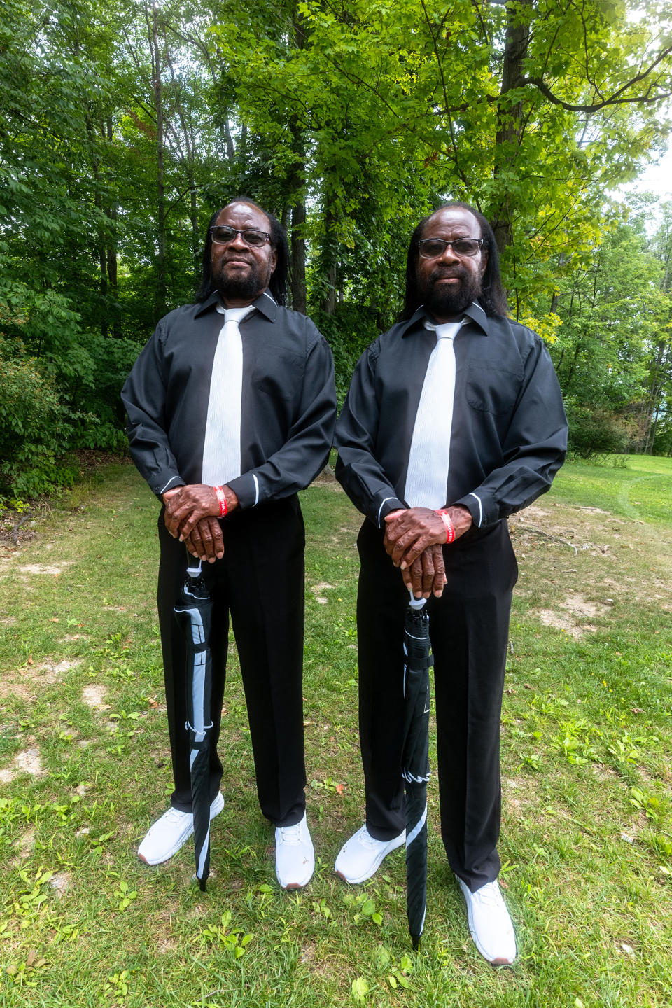 Fred (L) and Ned ( R ) Mitchell (72) from Hollywood, South Carolina at Twins Days Festival. (Daniel Lozada for TODAY)