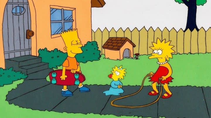 Bart, Maggie, and Lisa Simpson in a short from The Tracy Ullman Show.