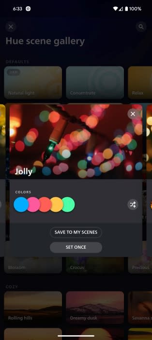 Philips Hue app screenshots of Philips Hue Festavia String Lights