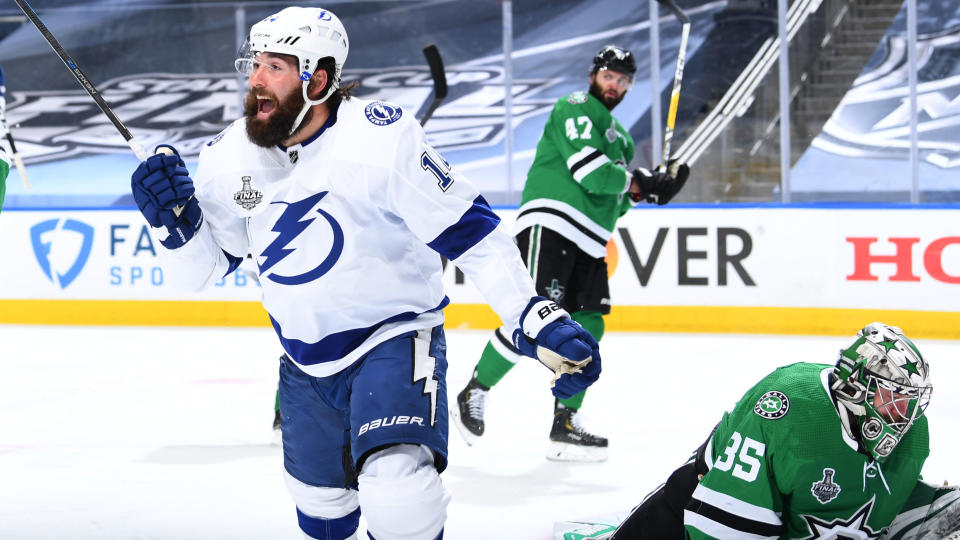 The Tampa Bay Lightning retained Patrick Maroon on a two-year deal. (Andy Devlin/NHLI via Getty Images)