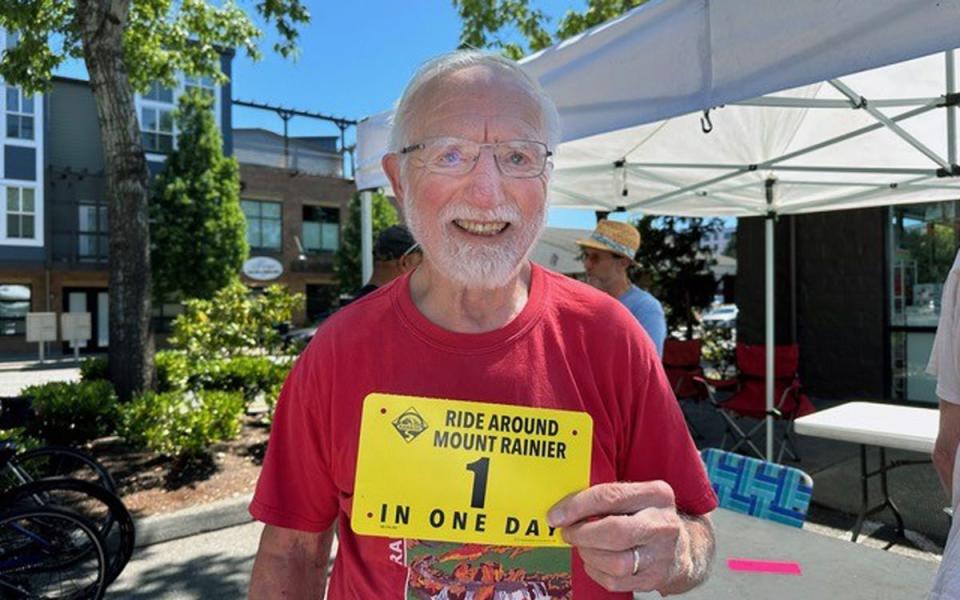 Bob Becker, a former teacher and coached in Bremerton, competed in the 152-mile RAMROD (Ride Around Mount Rainier in One Day) on July 27, the 13th time he's made the ride in the event's 18-year-history. Becker rode with No. 1, and officially is the oldest person to ever do the RAMROD start to finish.