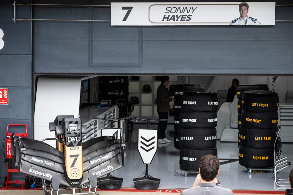 The garage built for Pitt's character Sonny Hayes at Silverstone