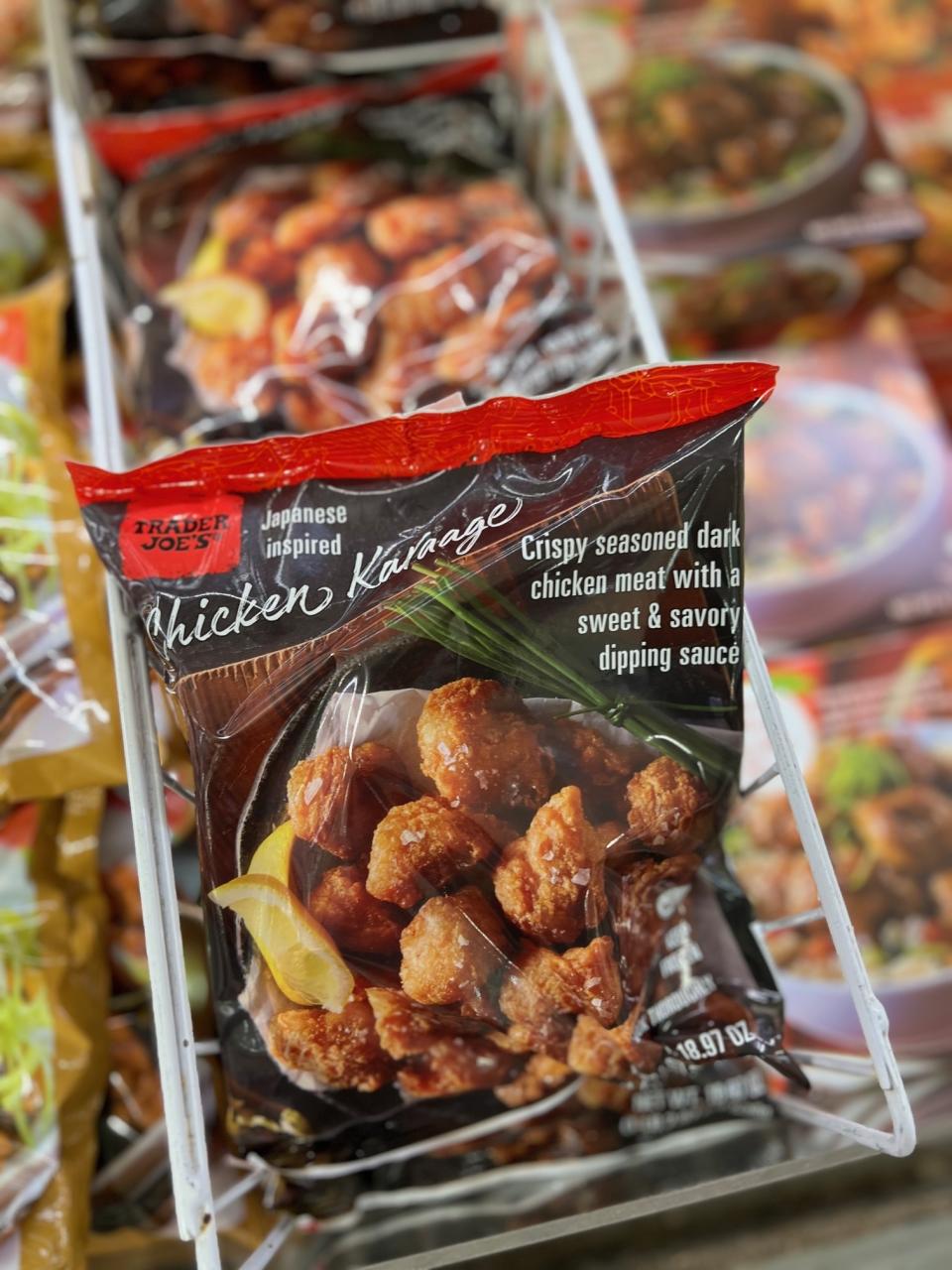 Package of Trader Joe's Japanese-inspired Chicken Karaage with description and image of the product visible