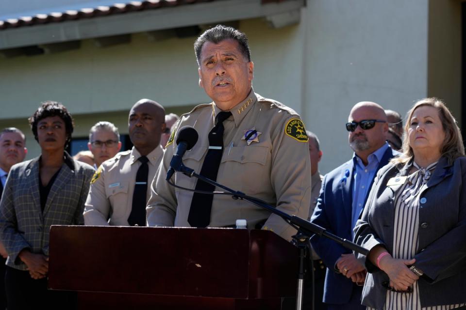 Los Angeles County Sheriff Robert Luna speaks during a press to announce an arrest in the ambush killing of sheriff's deputy Ryan Clinkunbroomer Monday, Sept. 18, 2023, in Palmdale, California (Copyright 2023 The Associated Press. All rights reserved)