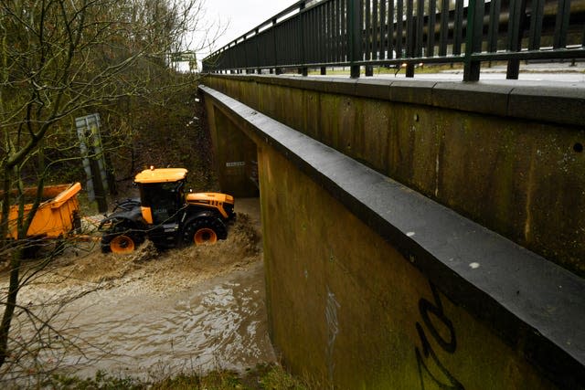 Flooding underneath the A46 at Six Hills Lane in Leicestershire (Jacob King/PA)