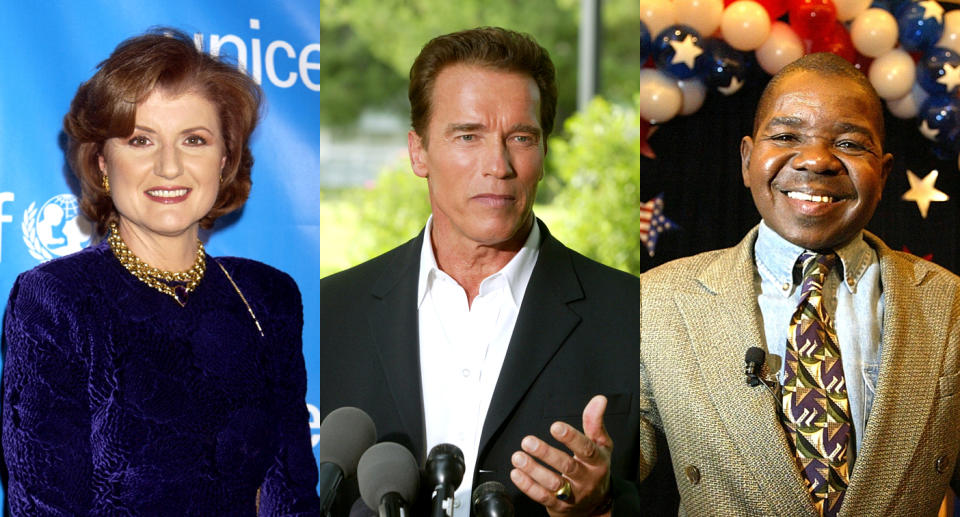 Arianna Huffington, Arnold Schwarzenegger, and Gary Coleman were three of the candidates for California governor in 2003. (Photo: Getty Images)
