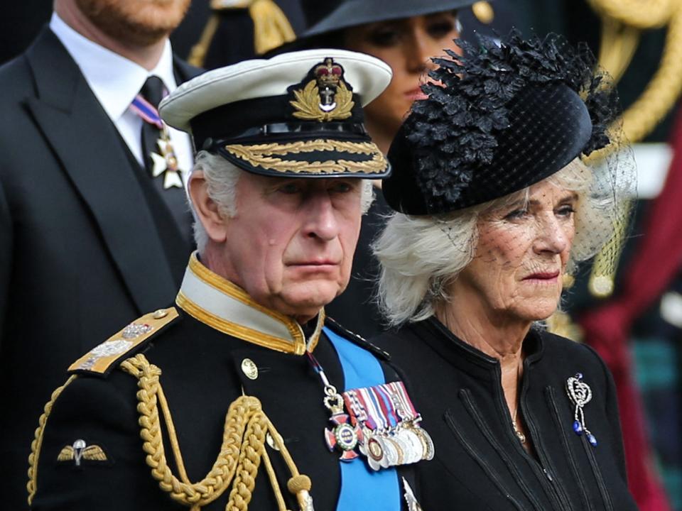 King Charles III and Camilla, Queen Consort, at Wellington Arch.