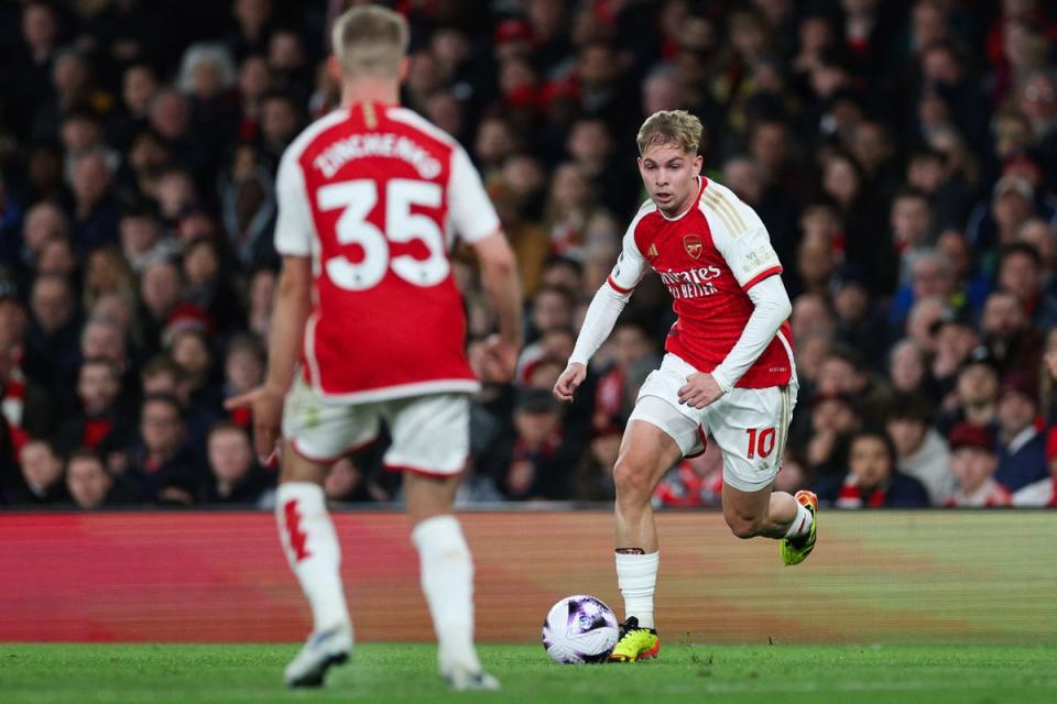 Emile Smith Rowe’s player of the match performance guided the Gunners to victory (AFP)