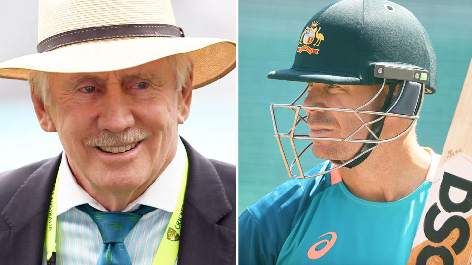 From left to right, cricket great Ian Chappell and Aussie opener David Warner.