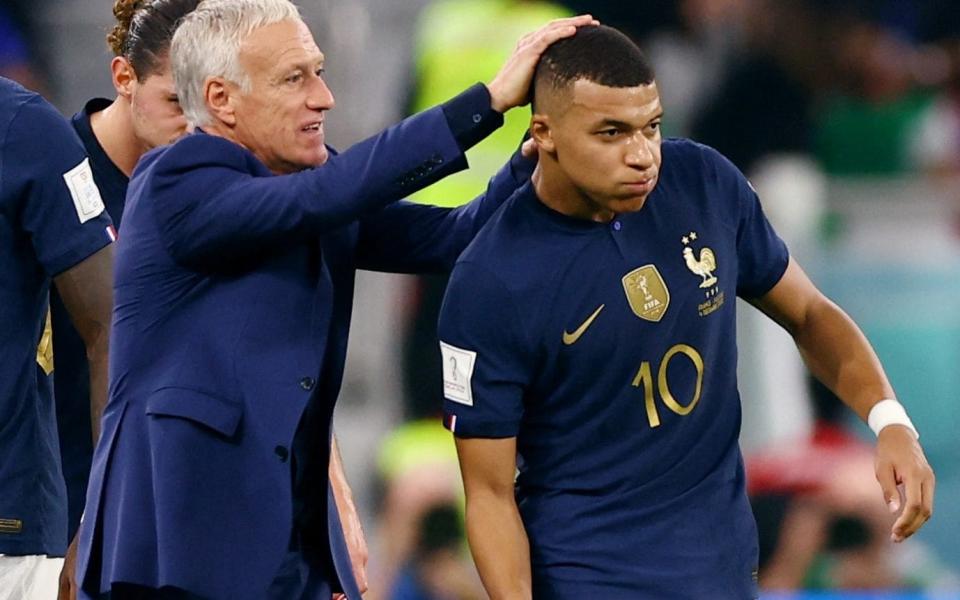 Didier Deschamps (left) and Kylian Mbappé - Didier Deschamps the ‘all or nothing guy’ three wins away from footballing immortality - Matthew Childs/Reuters