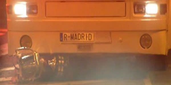 The Copa del Rey firmly lodged under the Real Madrid team bus.