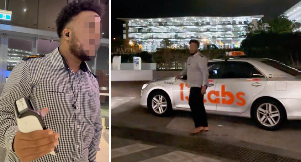 The Brisbane taxi driver, with his face blurred, who Christian LeBlanc accused of trying to scam him. Source: TikTok/ lostleblanc