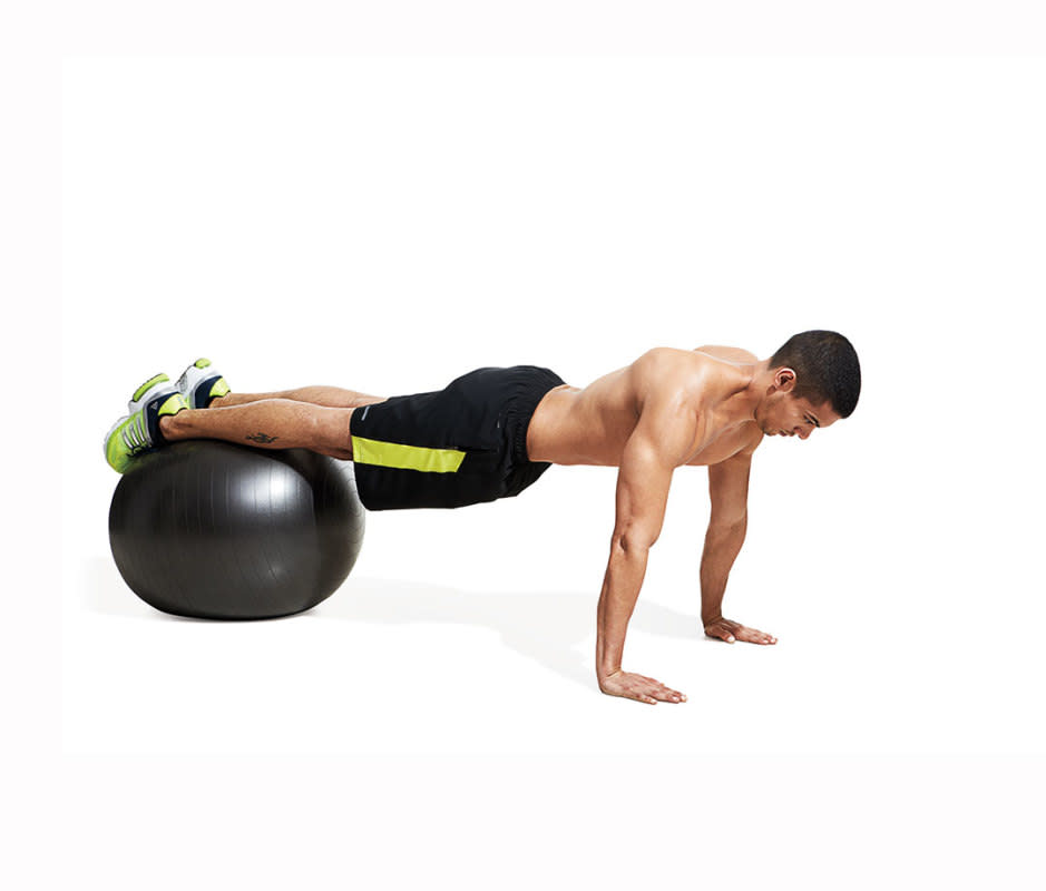 Stability Ball Rotational Knee Tucks<p>Beth Bischoff</p>