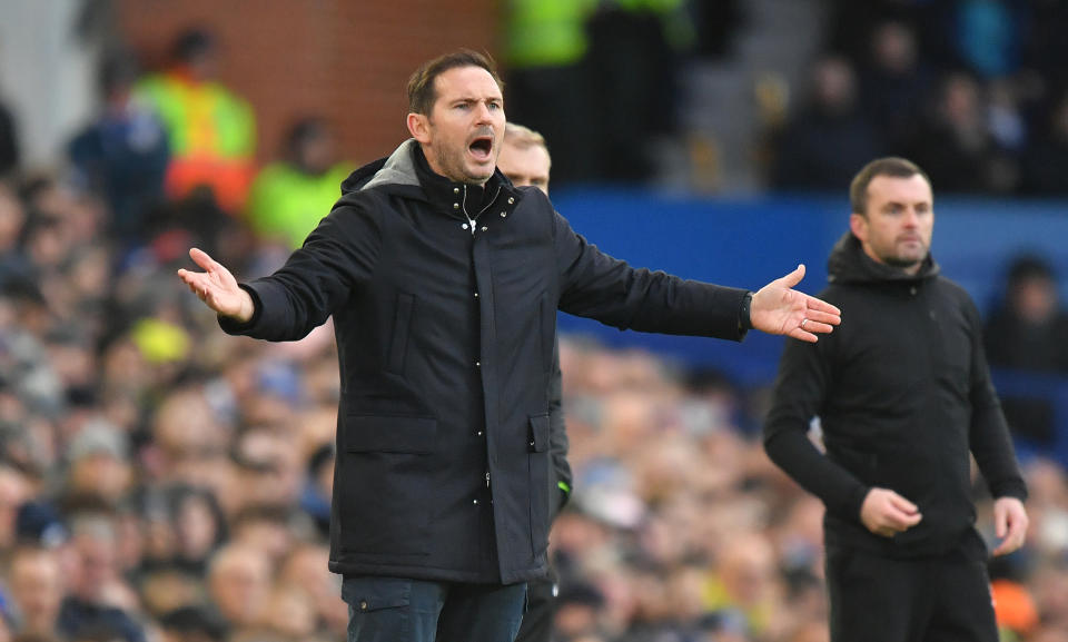 LIVERPOOL, ENGLAND - JANUARY 14:  Everton's Manager Frank Lampard during the Premier League match between Everton FC and Southampton FC at Goodison Park on January 14, 2023 in Liverpool, United Kingdom. (Photo by Dave Howarth - CameraSport via Getty Images)