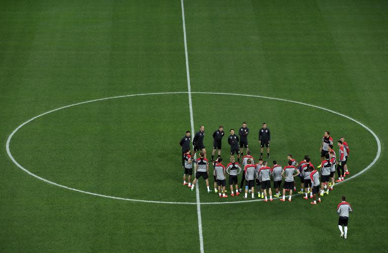 Croatia train at the Corinthians Arena in Sao Paulo, on June 11, 2014, on the eve of their opening match with Brazil