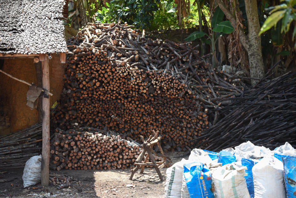 Wood from the mangroves being processed into charcoal. (Photo: Yahoo Lifestyle Singapore/Bryan Huang)