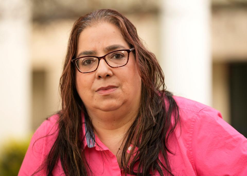 Kristina Byington arrives in court for an exoneration hearing Jan. 5 for Allen Andre Causey, who was convicted of the murder of her cousin Anita Byington. Kristina Byington has accused Travis County District Attorney José Garza of using the exoneration case as a "means of political gain."