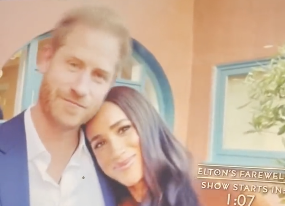 meghan markle showing pda in elton john tribute video