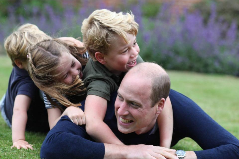 <p>Prince William's 38th birthday fell on Father's Day this year, and in honor of the special occasion, Kensington Palace released a number of photos of the Duke with his kids, including this candid snapshot taken by the Duchess of Cambridge.</p>