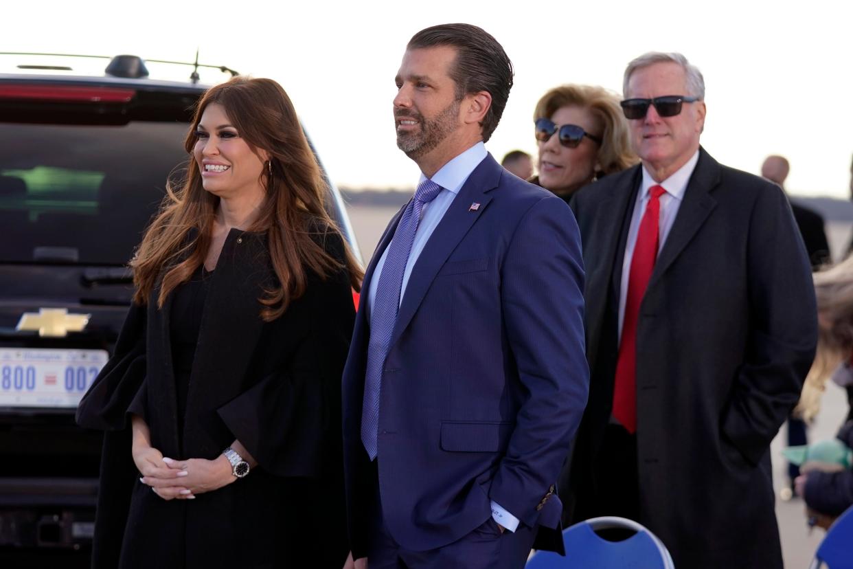 <p>Donald Trump Jr and his girlfriend, Kimberly Guilfoyle</p> (AP)