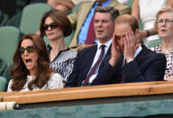 <p>The Duke and Duchess of Cambridge attended the 2014 tournament on 2 July and struggled to hide their disappointment… <em>[Photo: Getty]</em> </p>