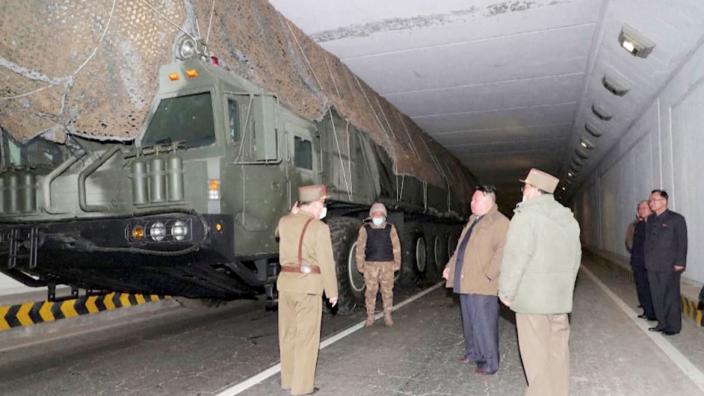 <div class="inline-image__caption"><p>North Korean leader Kim Jong Un supervises a test launch of a new solid-fuel intercontinental ballistic missile (ICBM) Hwasong-18 at an undisclosed location in this still image of a photo used in a video released by North Korea's Korean Central News Agency (KCNA) April 14, 2023. </p></div> <div class="inline-image__credit"> KCNA via REUTERS</div>