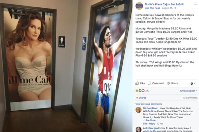 My local bar has a picture of Jenner on both bathrooms. :  r/mildlyinteresting
