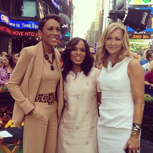 On “GMA” with anchors Robin Roberts and Lara Spencer.Photo: Lara Spencer/Instagram