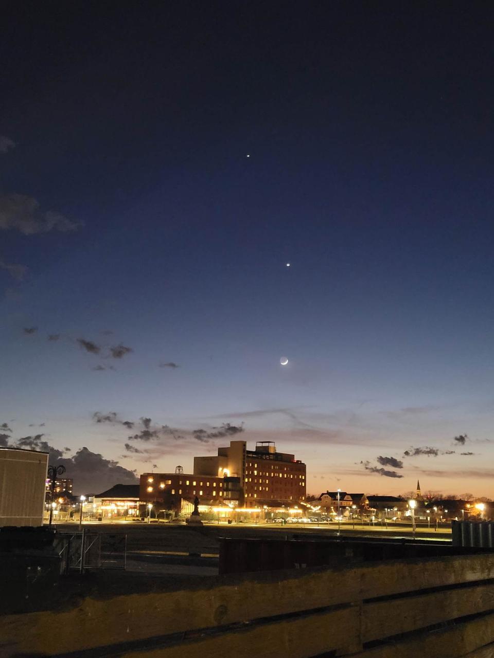 The Moon, Jupiter and Venus above Asbury Park