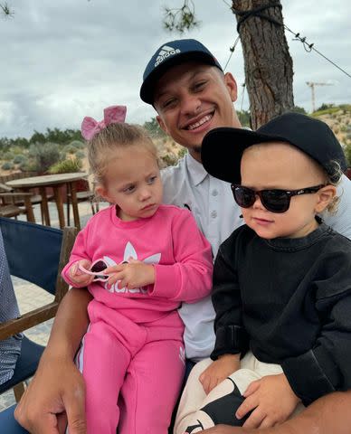 <p>Brittany Mahomes/Instagram</p> Patrick Mahomes with his kids Sterling and Bronze